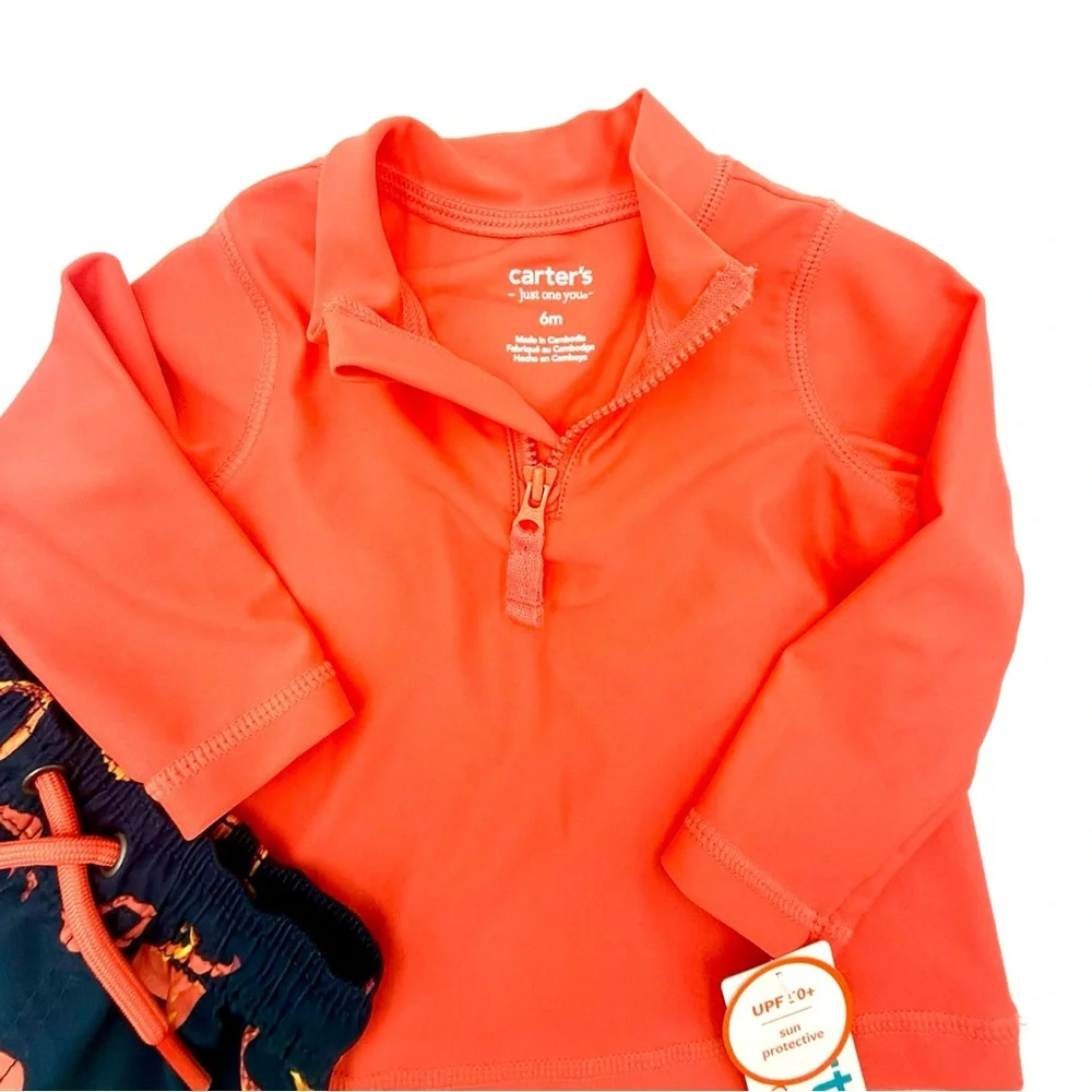 Carter’s Long Sleeve Rash‎ Guard Swimsuit Set Size 6Mth NWOT
